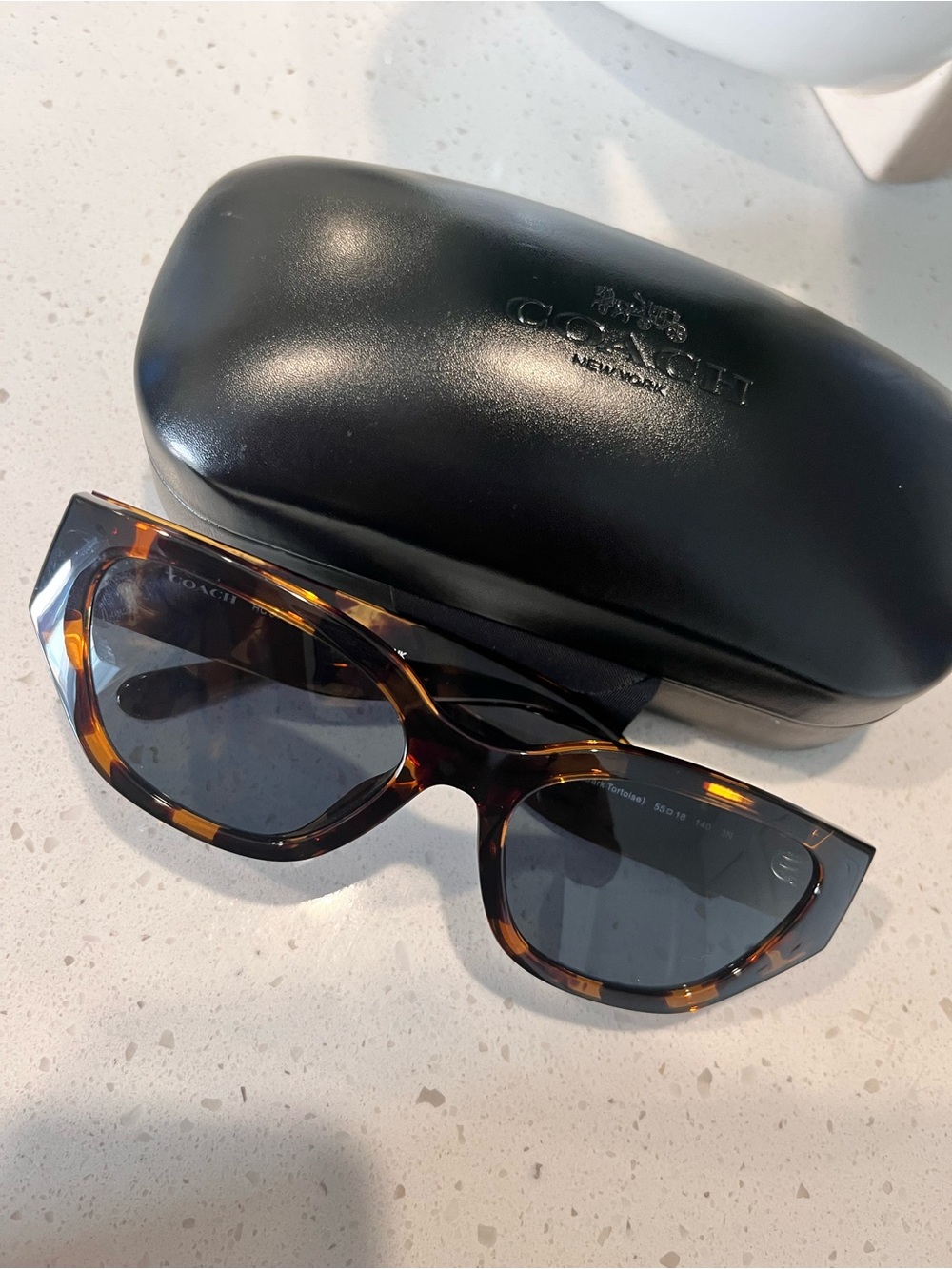 Coach Tortoise Cat-Eye Sunglasses with Dark Gray Lenses